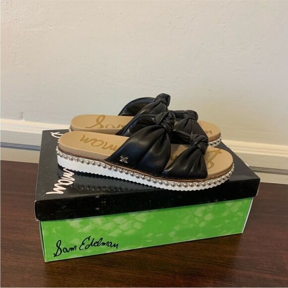 - Sam Edelman alyce knotted strap studded slide Leather sandal size 5 NWT - Picture 7 of 12